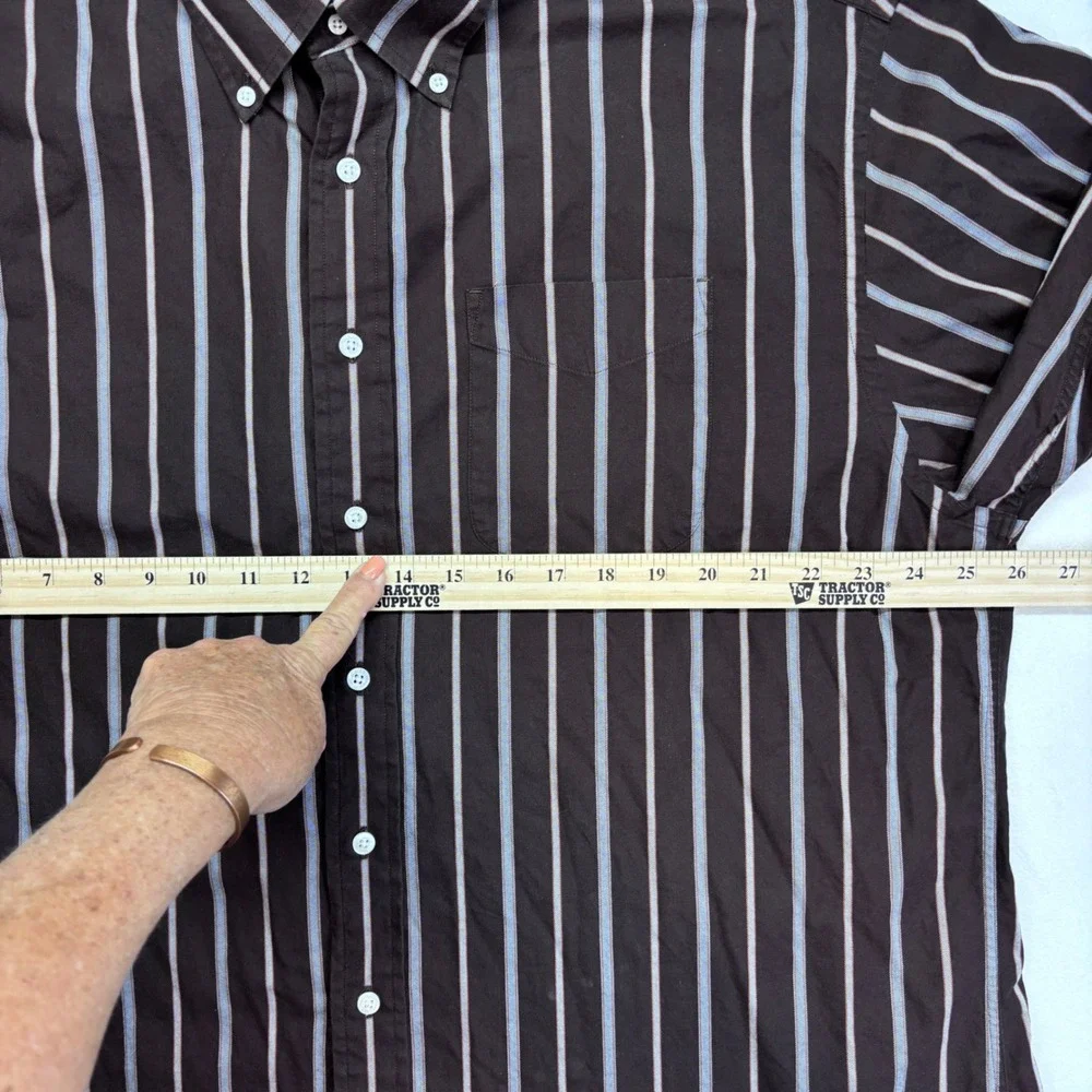 Duck Head Classic Mens‎ Long Sleeve Button Down Shirt Brown Stripe XX Large